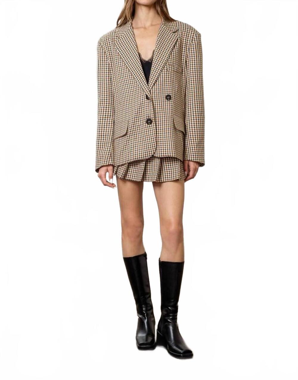 NEW MOON RIVER women's plaid blazer in beige